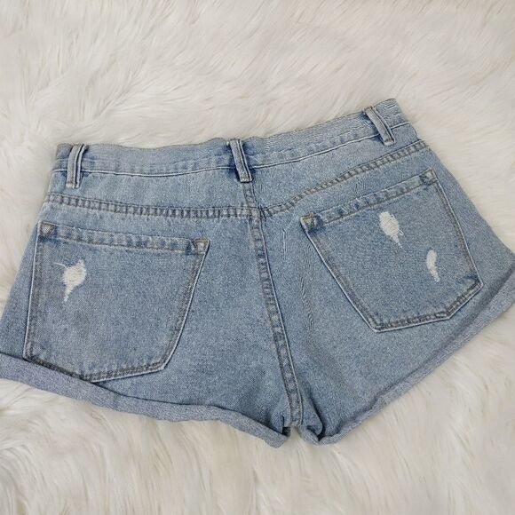 Amuse Society Revolve Crossroad Shorts Distressed Blue Jean Denim Cuffed 26.Wai - Picture 7 of 7